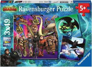 Afbeelding van het spelletje Dragons 3 Puzzel (3x49 stukjes)