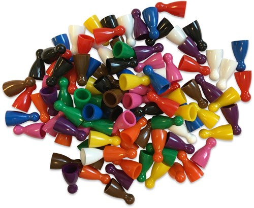 Plastic Spel Pionnen Mixed Assorti (100 stuks)