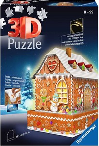 Afbeelding van het spelletje 3D Puzzel - Gingerbread House Night Edition (216 Stukjes)