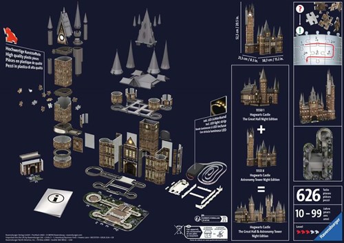 Hogwarts Astronomie Toren Night Edition 3D Puzzel (540 stukjes) (Doos Open Geweest)-3