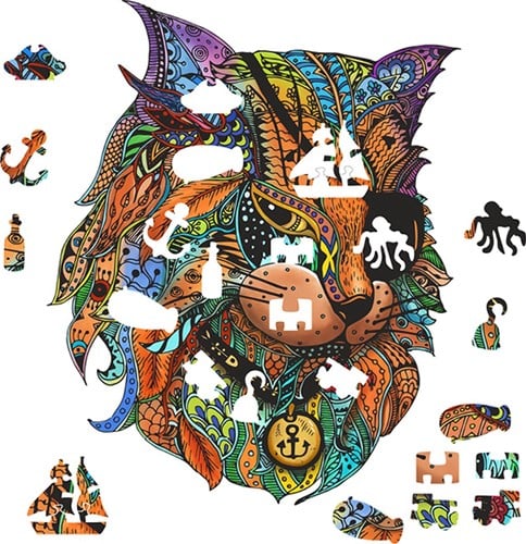 Rainbow Houten Puzzel - Piraten Kat (116 stukjes)-3