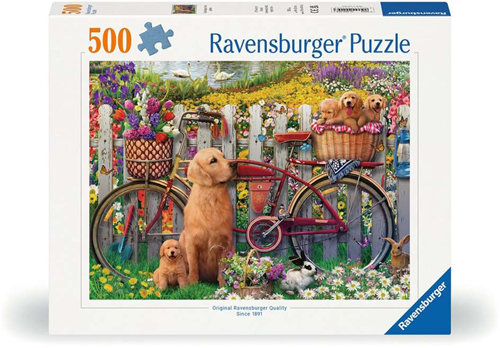 Schattige honden in de tuin Puzzel (500 stukjes)