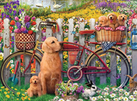 Schattige honden in de tuin Puzzel (500 stukjes)-2