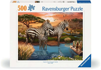 Zebra´s bij de drinkplaats Puzzel (500 stukjes)