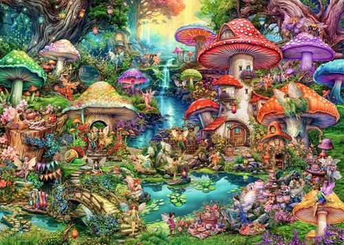 Merry Mushroom Village Puzzel (1000 stukjes)-2