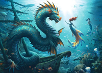 Enchanted Dephts - Dragon, Mermaid and Turtles Puzzel (1000 stukjes)-2