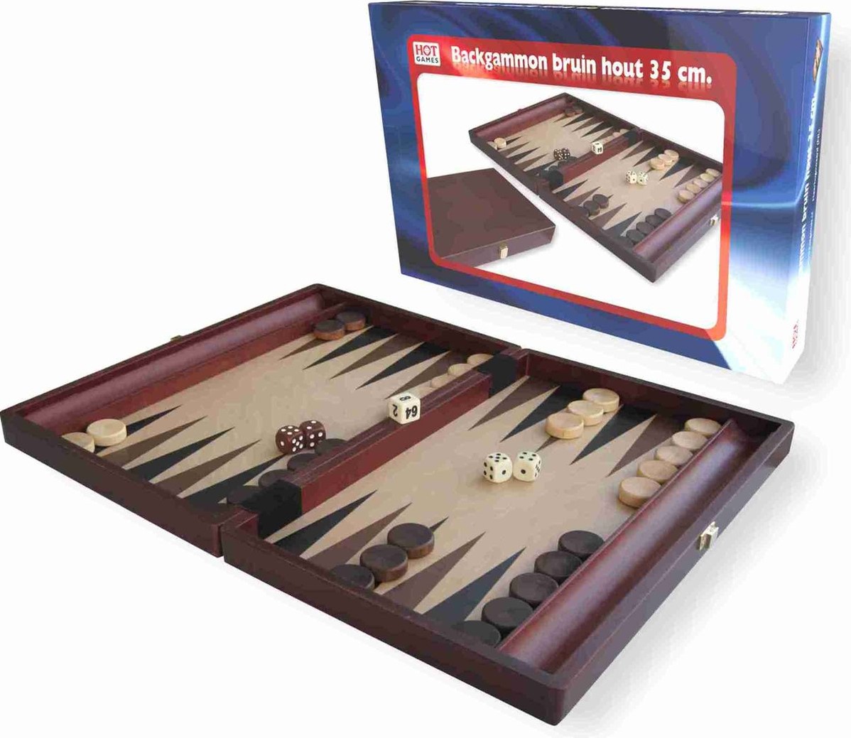 Wonen Vleugels Surrey Backgammon Koffer Hout Bruin 35x23 cm - kopen bij Spellenrijk.nl