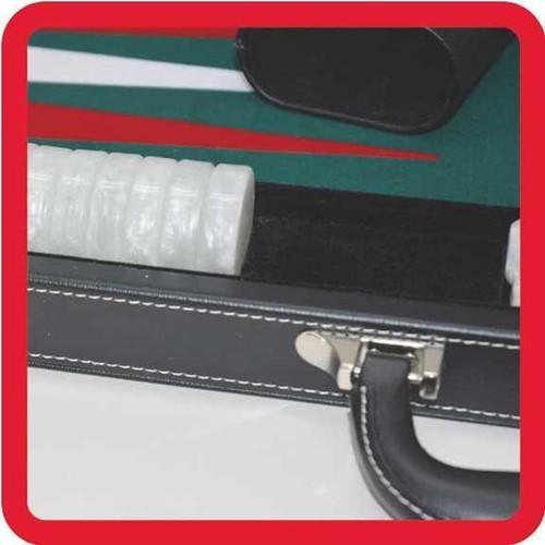 Backgammon Zwart Luxe groen/rood/wit-3
