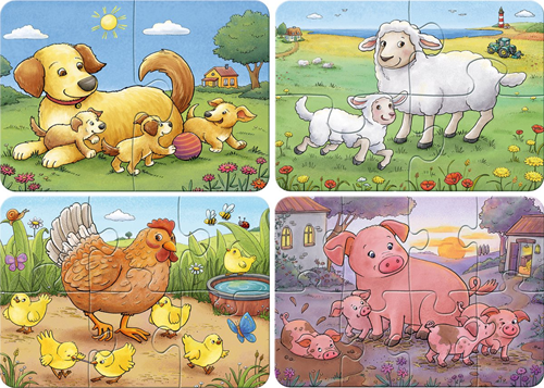 Mijn Eerste Puzzel - Boerderijdierfamilies (2, 4, 6, 8 stukjes)-2