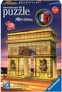 Thumbnail van een extra afbeelding van het spel 3D Puzzel - Arc de Triomphe - Night Edition (216 stukjes)
