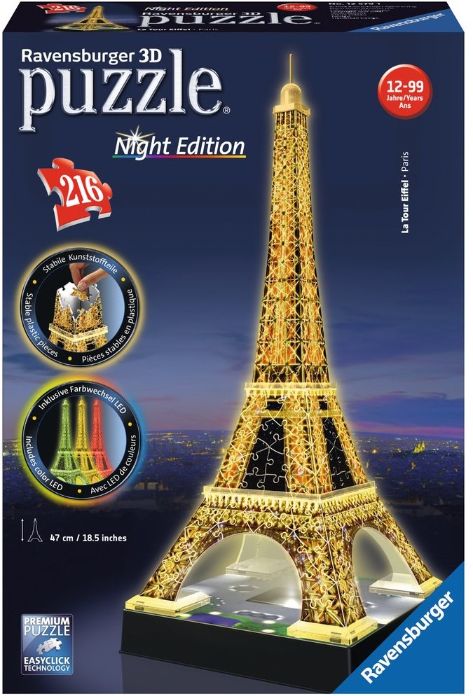 Inspectie Literaire kunsten accent 3D Puzzel - Eiffeltoren - Night Edition (216 stukjes) - kopen bij  Spellenrijk.nl