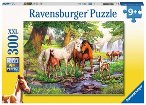 Afbeelding van het spelletje Wilde Paarden bij de Rivier Puzzel (300 XXL stukjes)