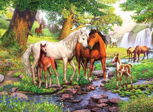 Wilde Paarden bij de Rivier Puzzel (300 XXL stukjes)-2