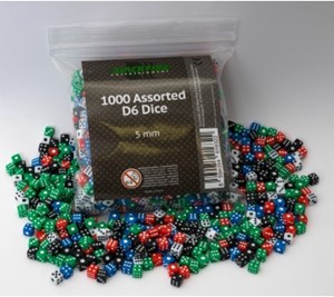 Afbeelding van het spelletje Dobbelstenen 5mm - Assorti (1000 stuks)