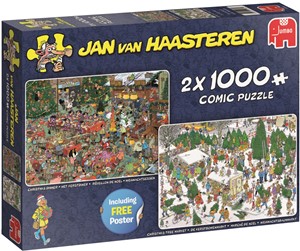 Afbeelding van het spelletje Jan van Haasteren - Kerstdiner + Kerstbomenmarkt Puzzel