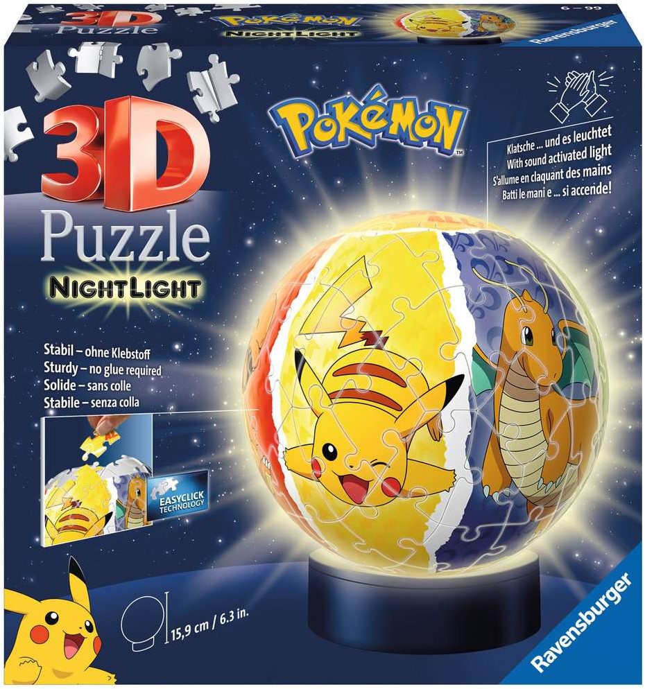 zuiden doorboren Perth Blackborough 3D Puzzel - Pokemon Bal Nachtlamp (72 stukjes) - kopen bij Spellenrijk.nl