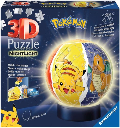 3D Puzzel - Pokemon Bal Nachtlamp (72 stukjes)