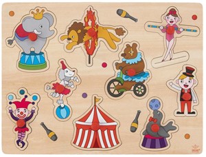 Afbeelding van het spelletje Houten Knopjes Puzzel Circus