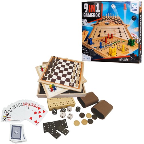 Clown 9-In-1 Spellendoos Hout