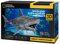 3D Puzzel - National Geographic Witte Haai (72 stukjes) (doos beschadigd)