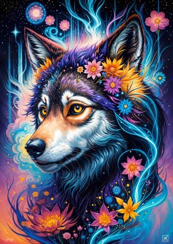 Magical Wolf Portrait Puzzel (1000 stukjes)-2
