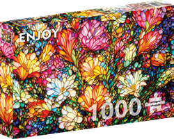 Abstract Stained Glass Flower Garden Puzzel (1000 stukjes)