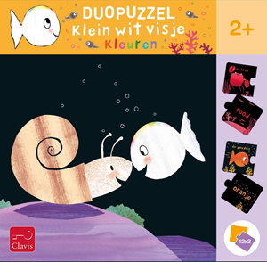 Afbeelding van het spelletje Clavis - Klein Wit Visje Kleuren Puzzel (2 x 12 stukjes)