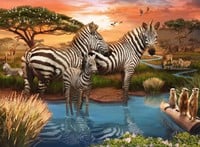 Zebra's Bij De Drinkplaats Puzzel (500 stukjes)-2