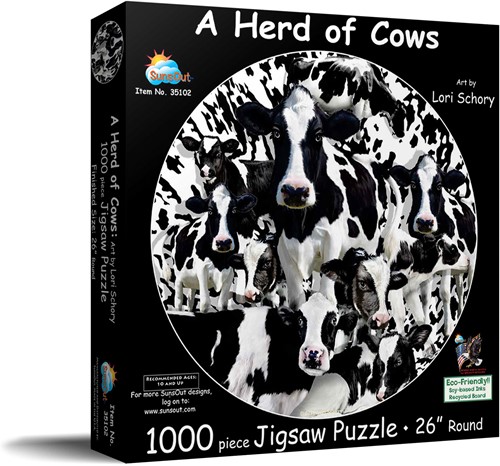 Koeien Ronde Puzzel (1000 stukjes)