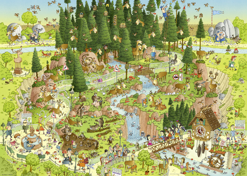 Funky Zoo - Black Forest Habitat Puzzel (1000 stukjes)-2