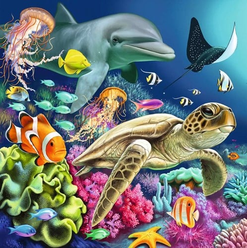 Betoverende Onderwaterwereld Puzzel (3 x 49 stukjes)-2