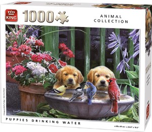 Afbeelding van het spelletje Puppies Drinking Water Puzzel (1000 stukjes)