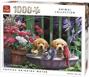 Afbeelding van het spelletje Puppies Drinking Water Puzzel (1000 stukjes)