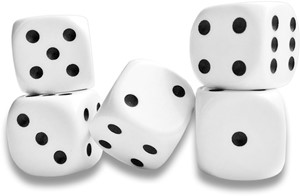 Afbeelding van het spelletje Middelgrote Dobbelstenen 22mm - Wit (5 stuks)