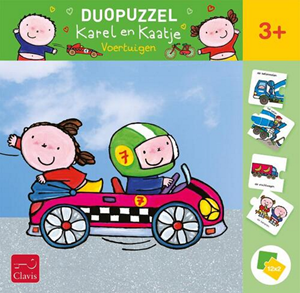 Afbeelding van het spelletje Clavis - Karel en Kaatje Voertuigen Puzzel (2 x 12 stukejs)
