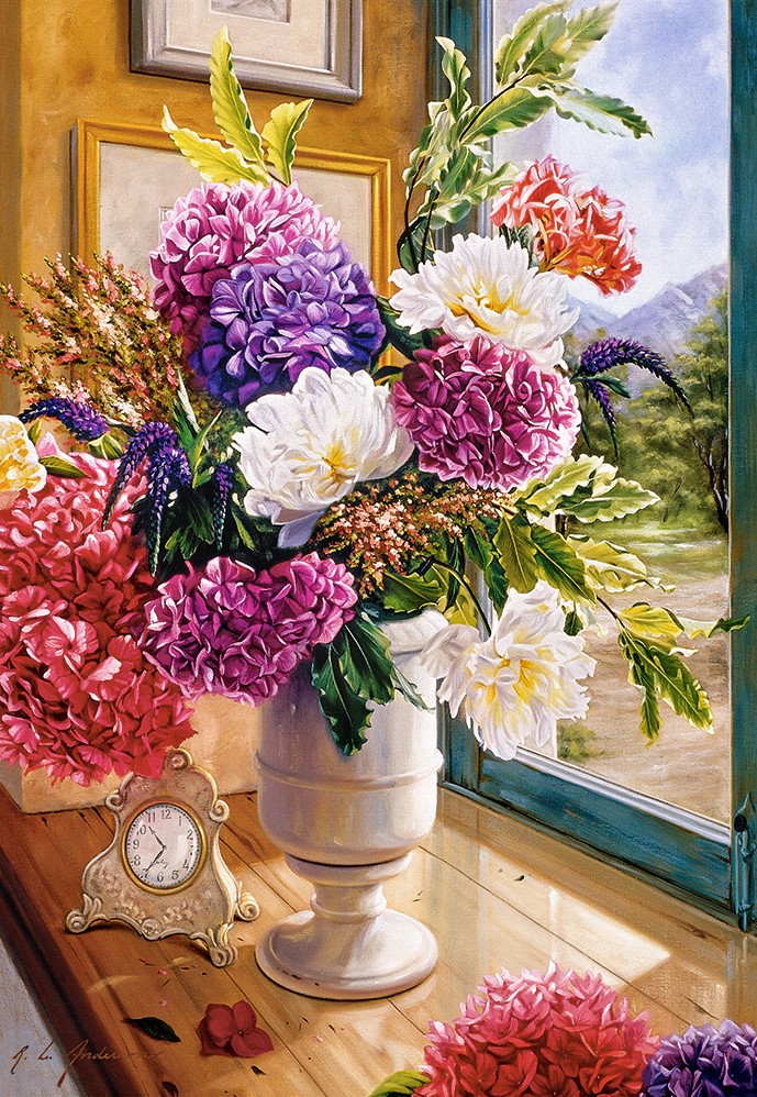 Still Life with Hydrangeas Puzzel (1000 stukjes) - kopen bij Spellenrijk.nl
