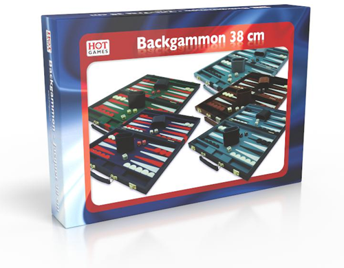 Backgammon Koffer Zwart effen (38 cm)