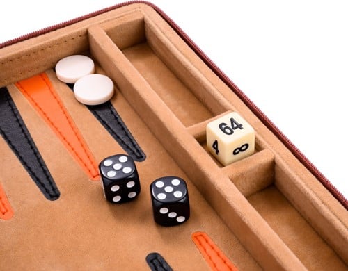 Portable Backgammon met Afsluitrits (Beige)-2