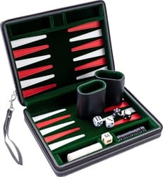 Portable Backgammon met Afsluitrits (Zwart)