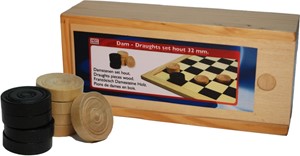 Hot Games Damstenen Set 32 Mm In Houten Kist hot games kopen in de aanbieding