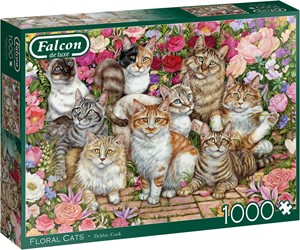 Afbeelding van het spelletje Falcon - Floral Cats Puzzel (1000 stukjes)