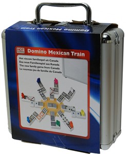 Mexican Train Domino in Aluminium Koffer Dubbel 12