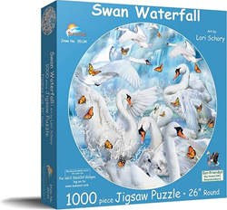 Lori Schory - Swan Waterfall Ronde Puzzel (1000 stukjes)