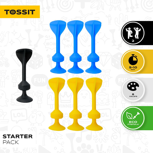 Tossit Partyspel - Starter Pack (Blauw-Geel)-2