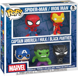 Funko Pop! - Marvel Spiderman, Iron Man, Cpt. America, Hulk, Black Panther (5-Pack)