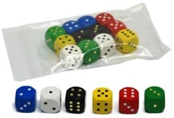 Gekleurde Houten Dobbelstenen - 16mm (12 stuks)
