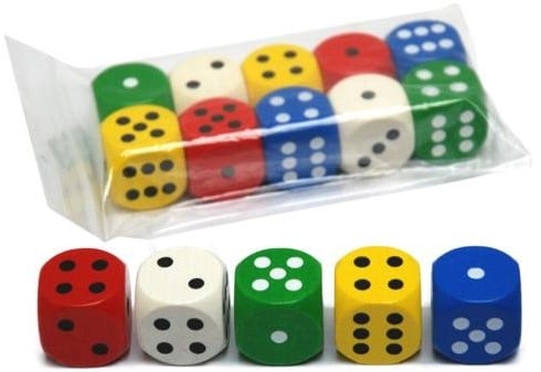 Gekleurde Houten Dobbelstenen - 25mm (10 stuks)