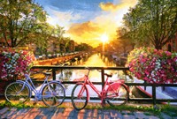 Picturesque Amsterdam with Bicycles Puzzel (1000 stukjes)-2