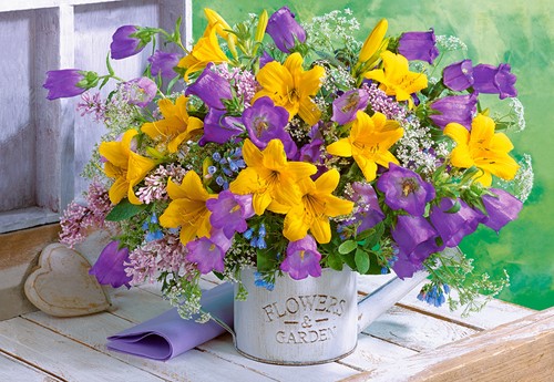 Bouquet of Lilies and Bellflowers Puzzel (1000 stukjes)-2