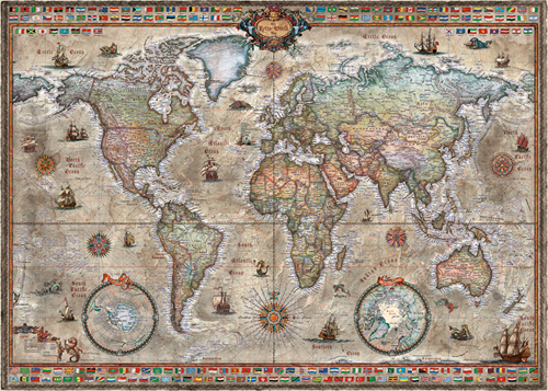 Map Art -Retro World Puzzel (1000 stukjes)-2